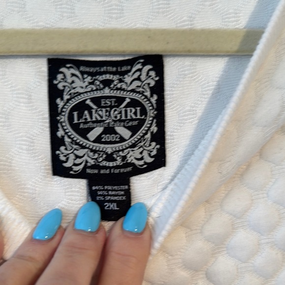 2 for $20 Lake Girl White Quilted Long Sleeve Top 2XL - Picture 3 of 4